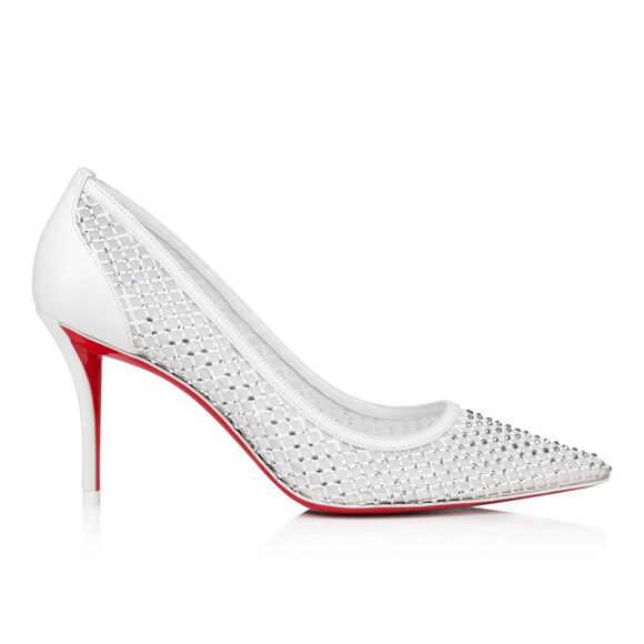 Christian Louboutin Apostropha Mesh Strass 80 White Crystal Pointed Heel Pump 40 - Picture 3 of 16